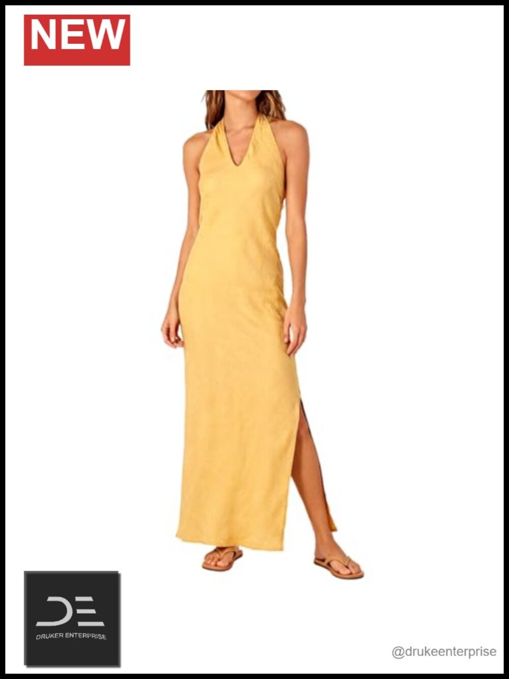 100% Linen Halter Maxi Dress Backless Bodycon Sleeveless Summer